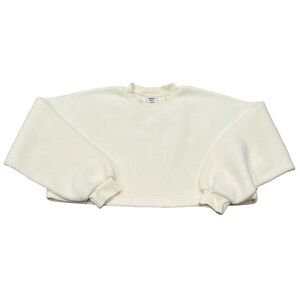 Sunday Best Cream Fuzzy Sherpa Ivory Knit Top Small